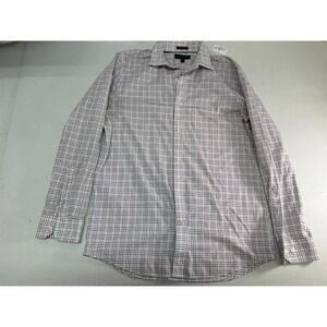 Banana Republic check‎ dress shirt Men's size Large white long-sleeve